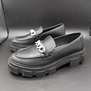 Vintage No Boundaries Loafers Womens 9 Black Lug Sole Y2K Grunge Shoes NO BO